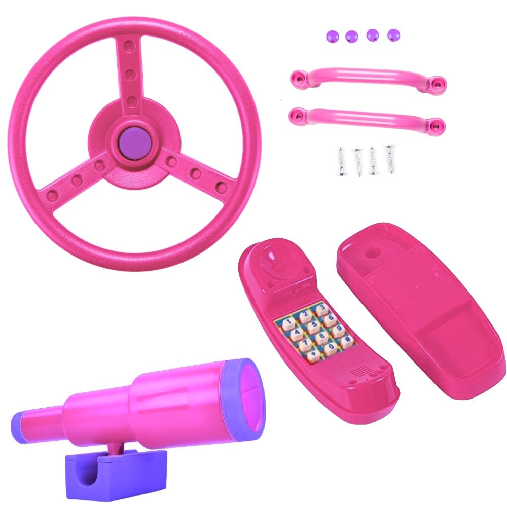 Rebo Telephone, Steering Wheel, Telescope and Handgrips - Pink