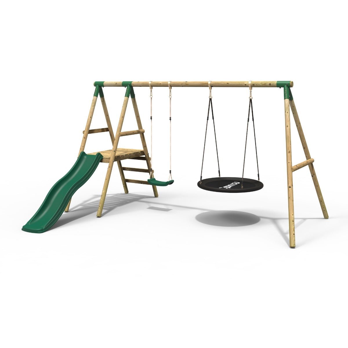 Rebo Ulysses Wooden Swing Set with Platform and Slide