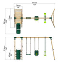 Rebo Voyager Wooden Swing Set with Platform and Slide