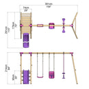 Rebo Voyager Wooden Swing Set with Platform and Slide Pink
