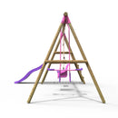Rebo Voyager Wooden Swing Set with Platform and Slide Pink