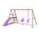 Rebo Voyager Wooden Swing Set with Platform and Slide Pink
