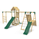 Rebo Wooden Climbing Frame with Swings, 2 Slides, Up & over Climbing wall and Monkey Bars - Brecon