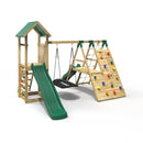 Rebo Wooden Climbing Frame with Swings, 6+8FT Slides & Climbing Wall - Crestone