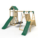 Rebo Wooden Climbing Frame with Swings, 6+8FT Slides & Climbing Wall - Crestone