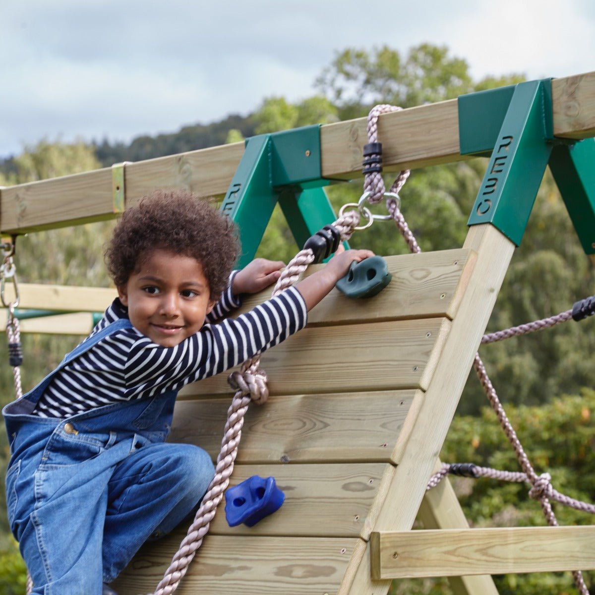 Rebo Wooden Climbing Frame with Swings, 6+8FT Slides & Climbing Wall - Crestone