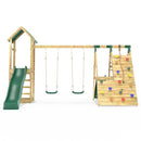 Rebo Wooden Climbing Frame with Swings, 6+8FT Slides & Climbing Wall - Hayes