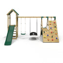 Rebo Wooden Climbing Frame with Swings, 6+8FT Slides & Climbing Wall - San Luis