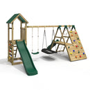 Rebo Wooden Climbing Frame with Swings, 6+8FT Slides & Climbing Wall - San Luis