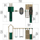 Rebo Wooden Climbing Frame with Swings, 6+8FT Slides & Climbing Wall - San Luis Pnk