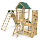 Rebo Wooden Climbing Frame with Vertical Rock Wall, Swing Set and Slide - Bear+