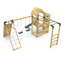Rebo Wooden Climbing Frame with Vertical Rock Wall, Swing Set and Slide - Dolomite+