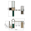 Rebo Wooden Climbing Frame with Vertical Rock Wall, Swing Set and Slide - Dolomite+
