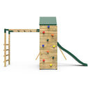 Rebo Wooden Climbing Frame with Vertical Rock Wall, Swing Set and Slide - El Capitan+
