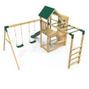 Rebo Wooden Climbing Frame with Vertical Rock Wall, Swing Set and Slide - El Capitan+