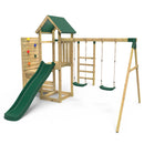Rebo Wooden Climbing Frame with Vertical Rock Wall, Swing Set and Slide - El Capitan+