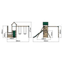 Rebo Wooden Climbing Frame with Vertical Rock Wall, Swing Set and Slide - El Capitan+
