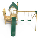 Rebo Wooden Climbing Frame with Vertical Rock Wall, Swing Set and Slide - El Capitan+