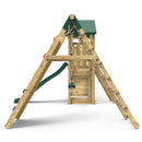Rebo Wooden Climbing Frame with Vertical Rock Wall, Swing Set and Slide - Greenhorn+