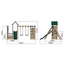 Rebo Wooden Climbing Frame with Vertical Rock Wall, Swing Set and Slide - Greenhorn+