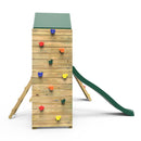 Rebo Wooden Climbing Frame with Vertical Rock Wall, Swing Set and Slide - Greenhorn+