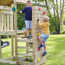 Rebo Wooden Climbing Frame with Vertical Rock Wall, Swing Set and Slide - Pennine+