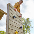 Rebo Wooden Climbing Frame with Vertical Rock Wall, Swing Set and Slide - Pennine+