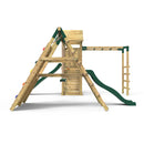Rebo Wooden Climbing Frame with Vertical Rock Wall, Swing Set and Slide - Pennine+