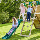 Rebo Wooden Climbing Frame with Vertical Rock Wall, Swing Set and Slide - Pennine+