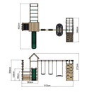 Rebo Wooden Climbing Frame with Vertical Rock Wall, Swing Set and Slide - Pyrennes+