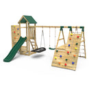 Rebo Wooden Climbing Frame with Vertical Rock Wall, Swing Set and Slide - San Luis+