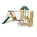 Rebo Wooden Climbing Frame with Vertical Rock Wall, Swing Set and Slide - San Luis+