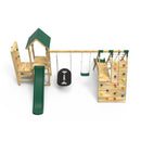 Rebo Wooden Climbing Frame with Vertical Rock Wall, Swing Set and Slide - San Luis+