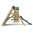 Rebo Wooden Climbing Frame with Vertical Rock Wall, Swing Set and Slide - San Luis+