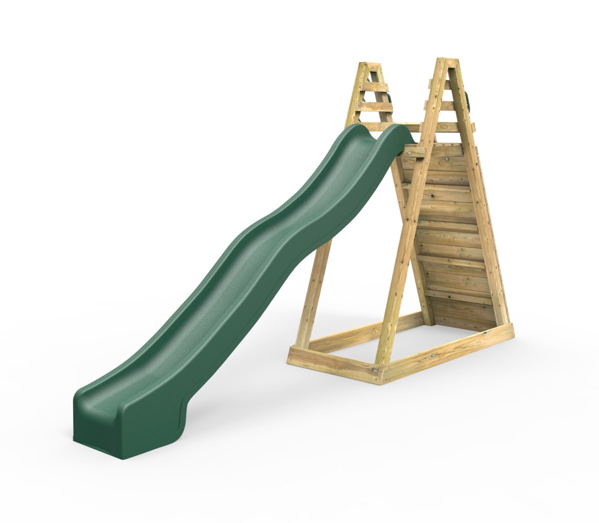 Rebo Wooden Free Standing Slide with 10ft Water Slide - with Adventure Wall