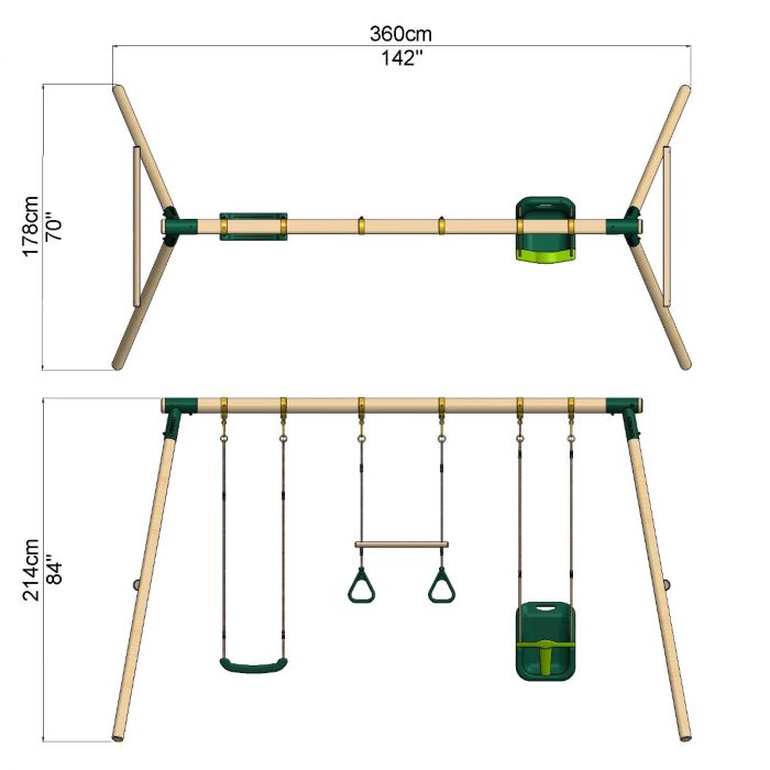 Rebo Wooden Garden Swing Set - Galaxy