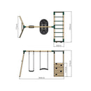 Rebo Wooden Garden Swing Set with Extra-Long Monkey Bars - Sage Green