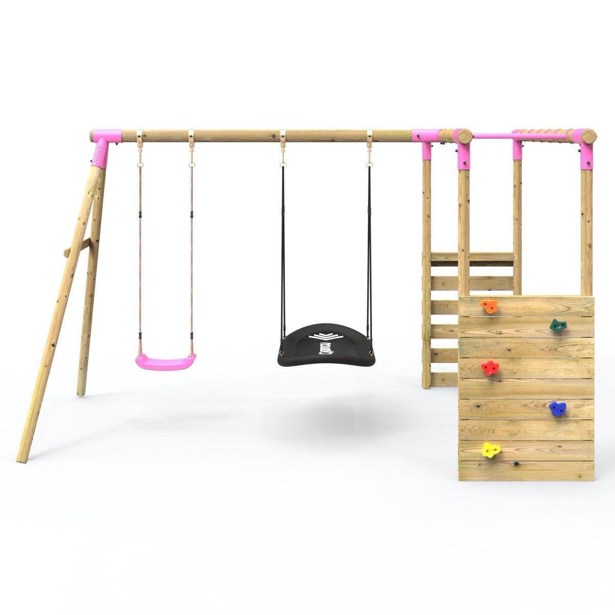 Rebo Sage Pink Swing Set with ExtraLong Monkey Bars