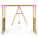 Rebo Wooden Garden Swing Set with Extra-Long Monkey Bars - Solar Pink