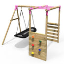 Rebo Wooden Garden Swing Set with Monkey Bars - Boat Pink