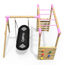 Rebo Wooden Garden Swing Set with Monkey Bars - Boat Pink