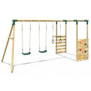 Rebo Wooden Garden Swing Set with Monkey Bars - Comet Green