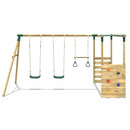 Rebo Wooden Garden Swing Set with Monkey Bars - Comet Green
