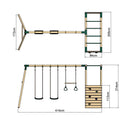 Rebo Wooden Garden Swing Set with Monkey Bars - Comet Green