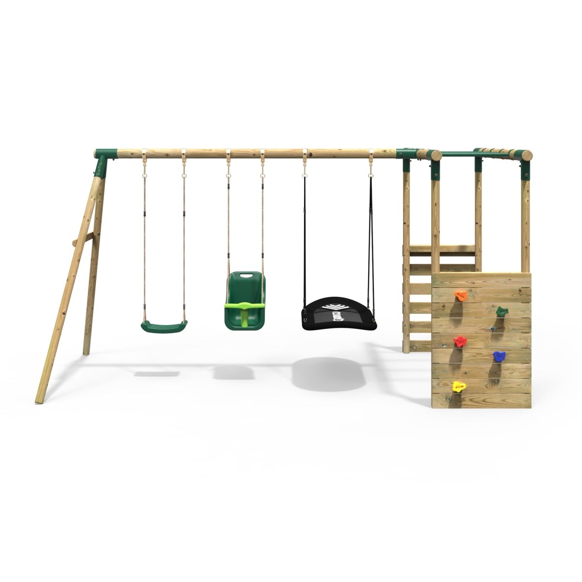 Rebo Wooden Garden Swing Set with Monkey Bars Halley Green