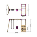 Rebo Wooden Garden Swing Set with Monkey Bars - Luna Pink