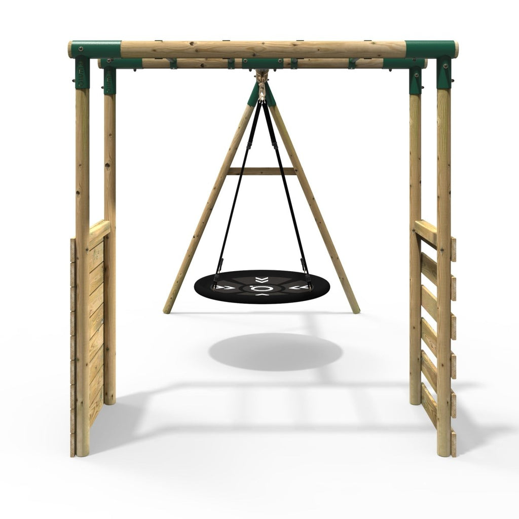 Rebo Wooden Swing Set w/ Monkey Bars Mercury Green