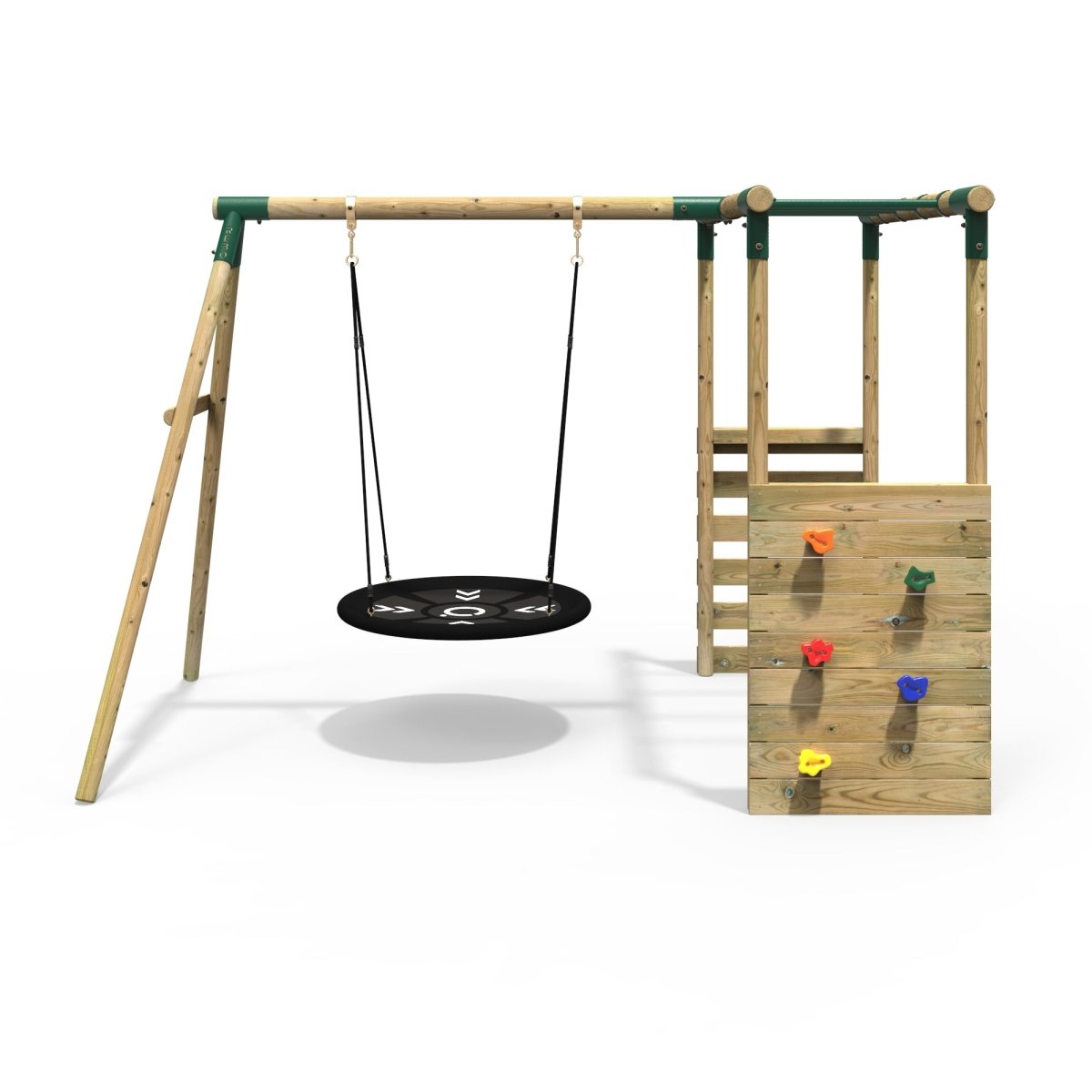 Rebo Wooden Swing Set w/ Monkey Bars Mercury Green