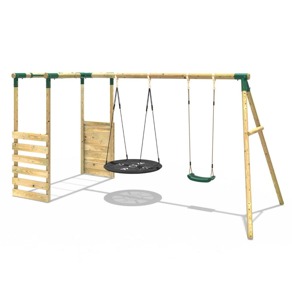 Rebo Wooden Swing Set w/ Monkey Bars Meteorite Green