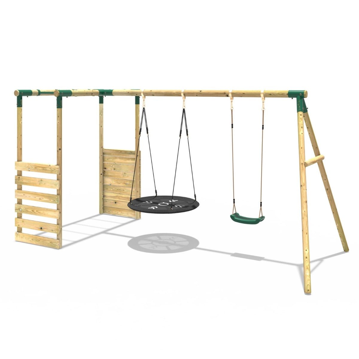 Rebo Wooden Swing Set w/ Monkey Bars Meteorite Green